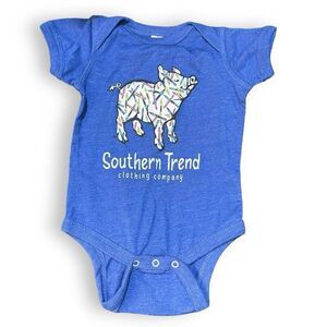 Southern Trend Rabbit Skins Graphic Print Bodysuit Top Baby Boys 6 Months Blue